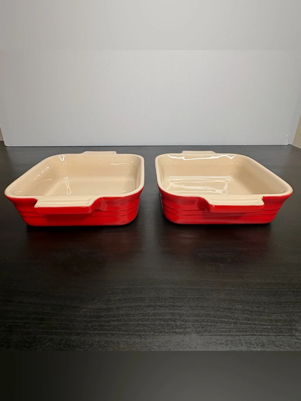 Cerise Red Le Creuset Square Petite Stoneware Baking Dish Set of 2 Casserole